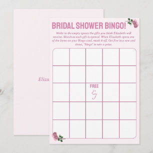 Personalised Bridal Shower Bingo Game Advice Card