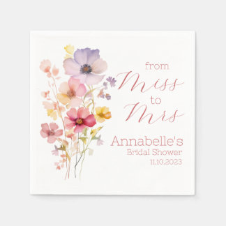 Personalised Bridal Shower Cocktail Wildflowers Napkin