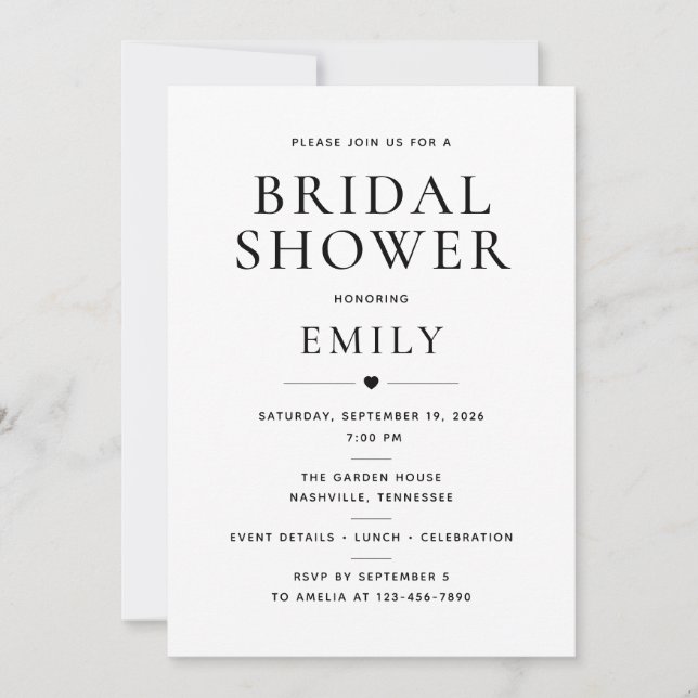 Personalised Bridal Shower Invitation Card (Front)