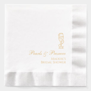 Personalised Bridal Shower Pearls & Prosecco Gold Foil Napkins