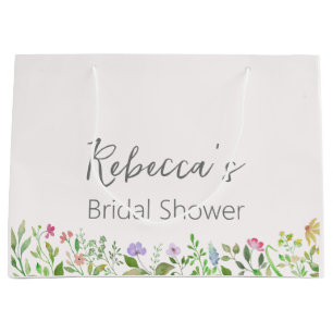Personalised Bridal Shower Watercolor Floral Large Gift Bag