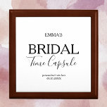 Personalised Bridal Time Capsule Wood Keepsake Box<br><div class="desc">Personalised bridal time capsule wooden keepsake box with bride's name and personalised note fields. Classic block and modern script text. The time capsule is a fun gift to the bride from the girls night out group, best friend, wedding party, or family. Contents might include personal notes, date-stamped ticket stubs from...</div>