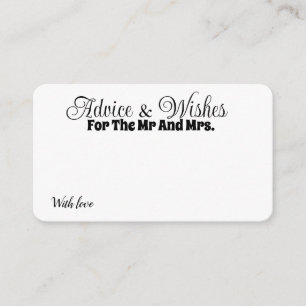 Personalised Bride And Groom Advice Wishes Enclosure Card