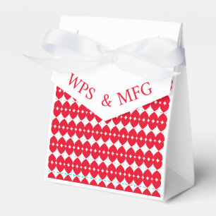 Personalised Bride and Groom Monograms, Red Hearts Favour Box