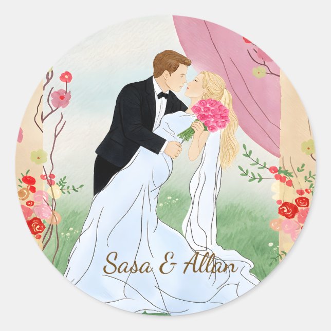 Personalised Bride and Groom Wedding Sticker | Cus (Front)