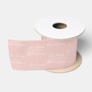 Personalised Bride and Groom White and Rose Gold Satin Ribbon