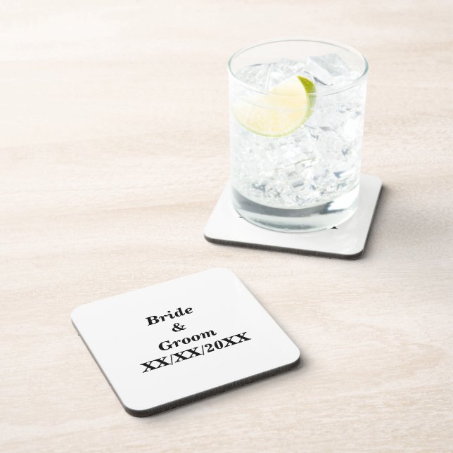 Personalised Bride and Groom with Date Coaster (Right Side)