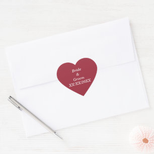 Personalised Bride and Groom with Date Heart Sticker