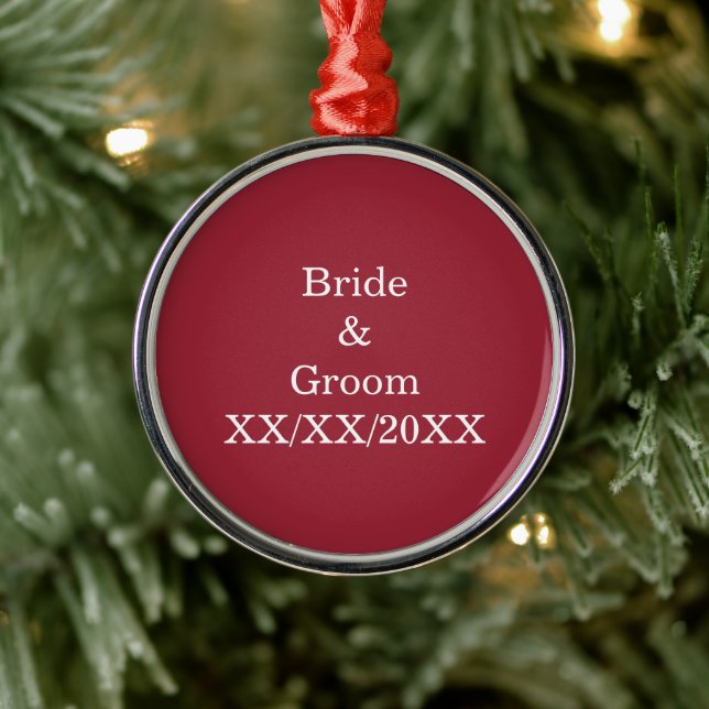 Personalised Bride and Groom with Date Metal Tree Decoration (Tree)