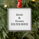 Personalised Bride and Groom with Date Metal Tree Decoration<br><div class="desc">Personalised Bride and Groom with Date Metal Ornament. Personalise this template with your photo and text. Edit it to make more changes.</div>