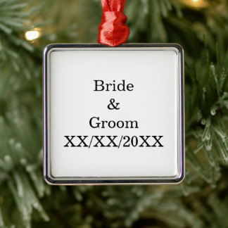 Personalised Bride and Groom with Date Metal Tree Decoration