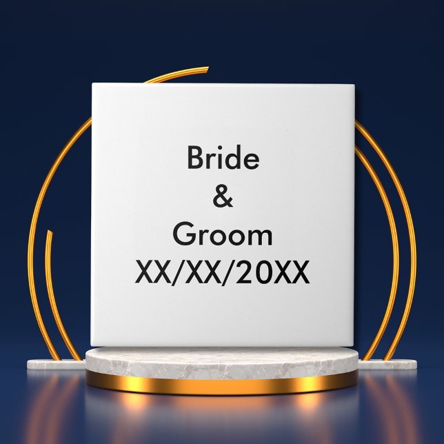 Personalised Bride and Groom with Date Tile (Personalized Bride and Groom with Date Ceramic Tile)