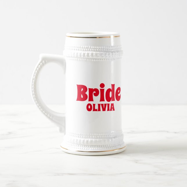 Personalised Bride Bachelorette Beer Stein (Left)