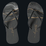 Personalised Bride Black Gold Agate Wedding Jandals<br><div class="desc">A black watercolor agate design trimmed with gold faux glitter decorates the front portion of these flip flops. Personalise them with elegant gold-coloured handwriting script on an off-black background for the bride or any other member of the wedding party. Ideal for a bachelorette party,  bridal shower or beach wedding.</div>