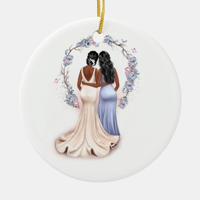 Personalised Bride & Bridesmaid Christmas ornament (Front)