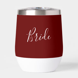 Personalised Bride Burgundy Script Simple Wedding