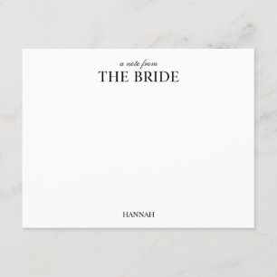 Personalised Bride Classic Elegant Script Card
