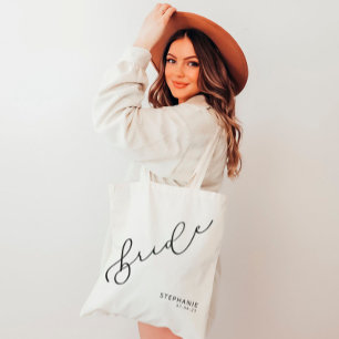 Personalised Bride Cute Script Tote Bag