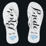 Personalised Bride Flip Flops with Diamond<br><div class="desc">The perfect pair of flip flops for the Bride to be!  Personalise them with her name,  or remove all together.  This pair also includes a diamond on the heel which can be removed as well.</div>