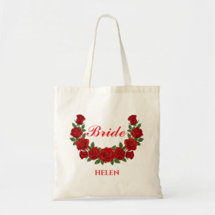 Personalised Bride Floral Custom Name Wedding Gift Tote Bag