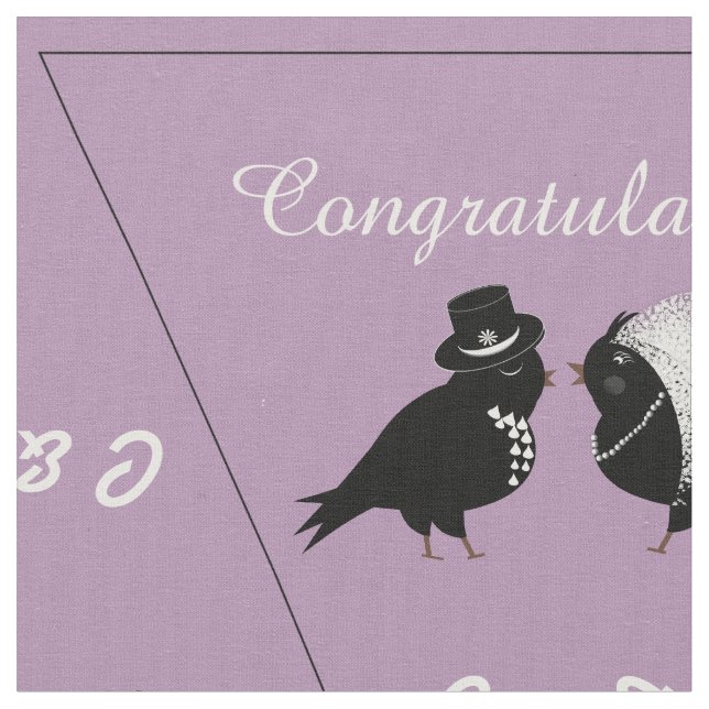 Personalised Bride Groom Birds DIY Wedding Bunting Fabric (Close Up)