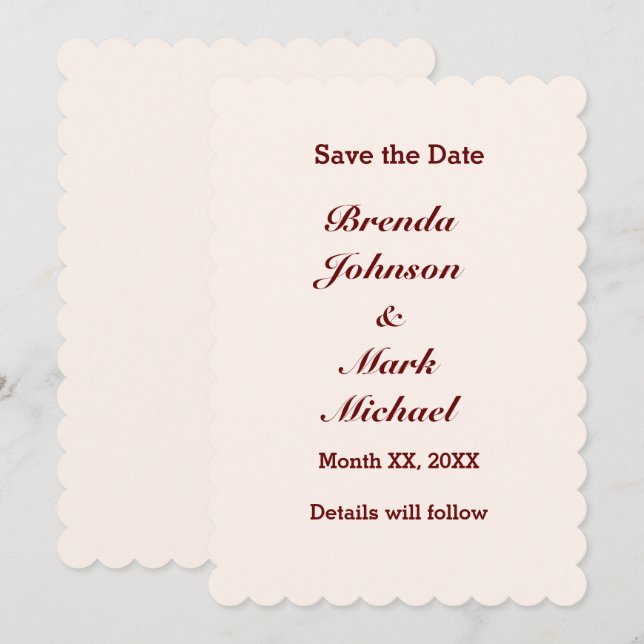 Personalised Bride & Groom Flat Save The Date (Front/Back)