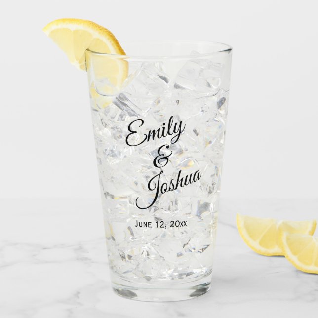 Personalised Bride Groom Names Wedding Glass (Front Ice)