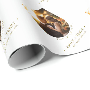 Personalised Bride & Groom Names Wedding Photo Wrapping Paper