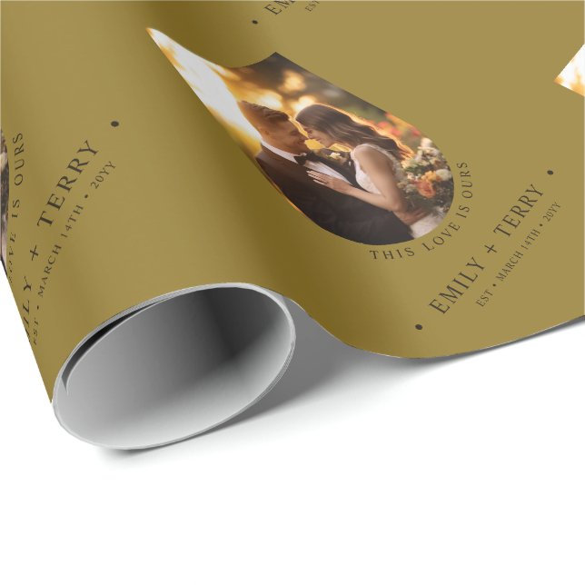 Personalised Bride & Groom Names Wedding Photo Wrapping Paper (Roll Corner)