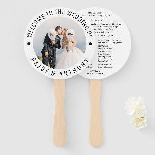Personalised Bride & Groom Photo Wedding Program Hand Fan