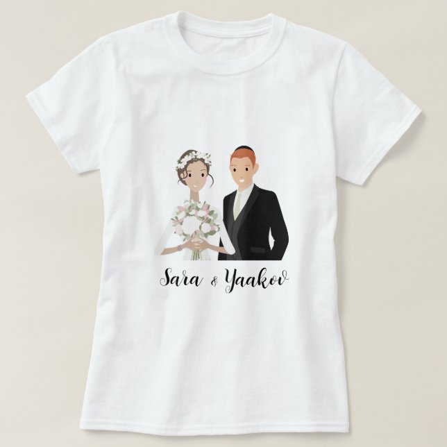 Personalised Bride & Groom T-Shirt For Her (Design Front)