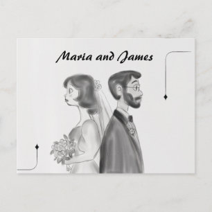 Personalised Bride & Groom - Vintage Postcard