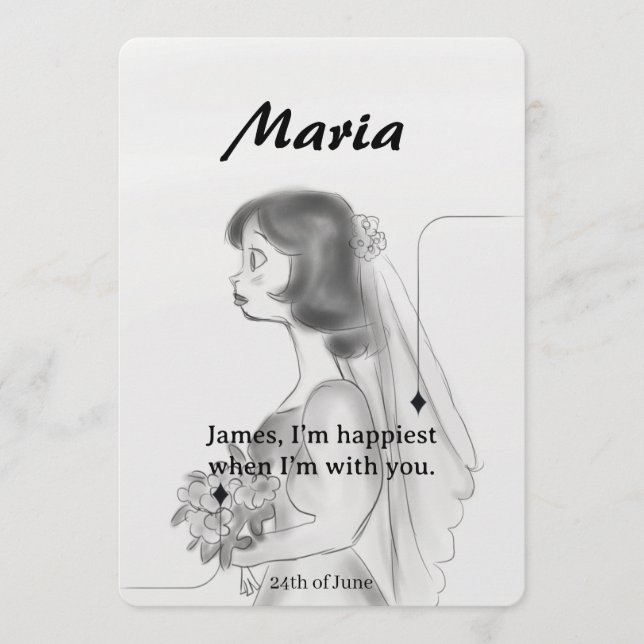 Personalised Bride & Groom Wedding Invitation  (Front)