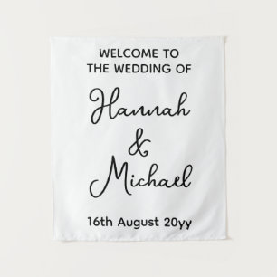 Personalised Bride Groom Welcome to Wedding Fabric Tapestry