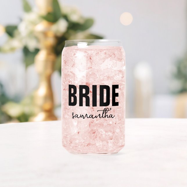 Personalised Bride Name Can Glass (Insitu (Wedding))