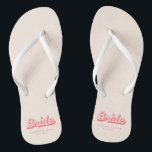 Personalised Bride Pink Retro Beach Jandals<br><div class="desc">Retro Bride Flip Flops. Celebrate the happy couple with these stylish and personalised flip flops, featuring the word "Bride" in a bold and playful pink and red retro font. Perfect for the bride-to-be, these flips flops are a unique and practical gift she'll enjoy using before and after the big day....</div>