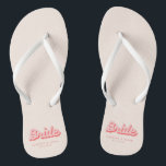 Personalised Bride Pink Retro Beach Jandals<br><div class="desc">Retro Bride Flip Flops. Celebrate the happy couple with these stylish and personalised flip flops, featuring the word "Bride" in a bold and playful pink and red retro font. Perfect for the bride-to-be, these flips flops are a unique and practical gift she'll enjoy using before and after the big day....</div>