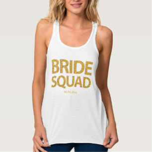 Personalised Bride Squad Golden Sequins Tank Top