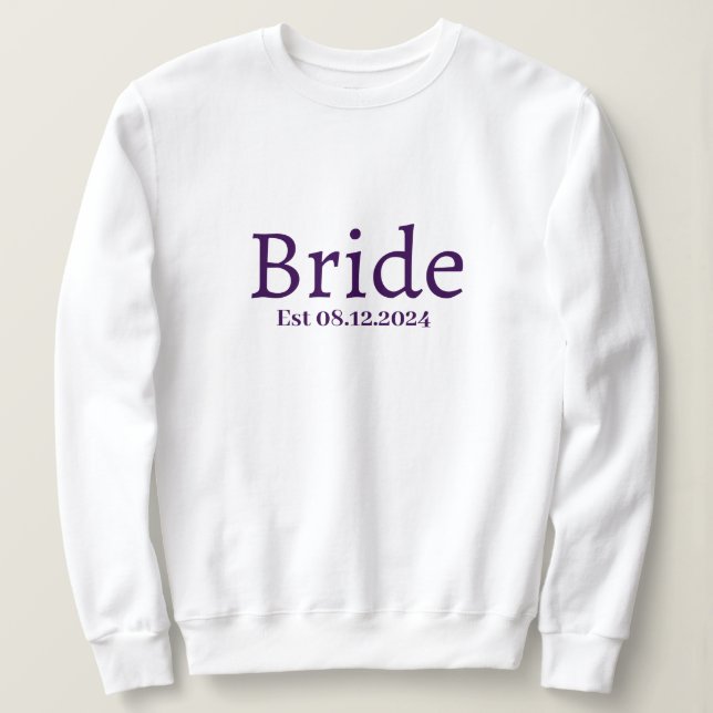 Personalised Bride Stylish Modern Minimal Monogram Sweatshirt (Design Front)