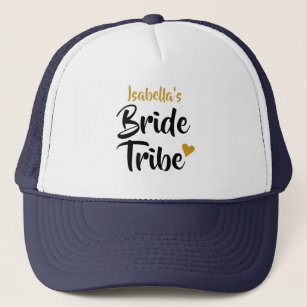 Personalised Bride Tribe  Bridal Shower Gold Heart Trucker Hat