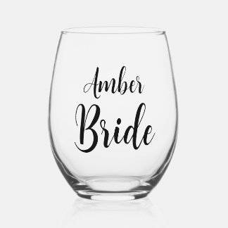 Personalised Bride Wine Glass