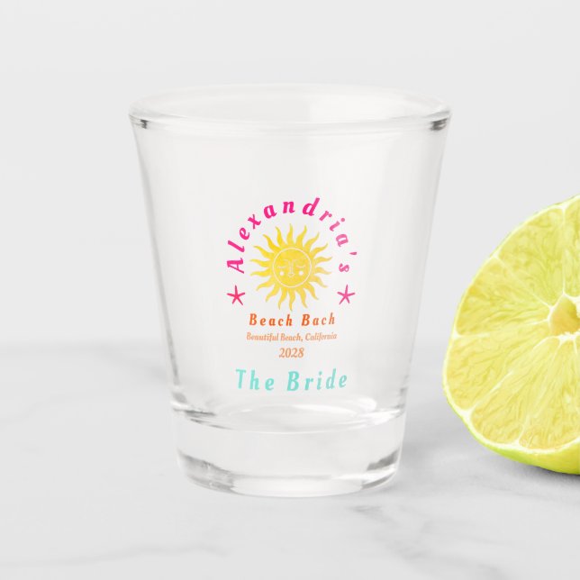 Personalised Bride's Bachelorette Beach Party Shot Glass (Front)
