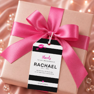 Personalised Bridesmaid Black White Stripe Bridal Gift Tags