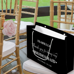 Personalised Bridesmaid Black White Thank You Large Gift Bag