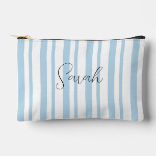 Personalised Bridesmaid Blue Striped Cosmetic Bag