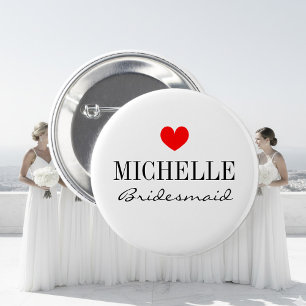 Personalised bridesmaid buttons for wedding party