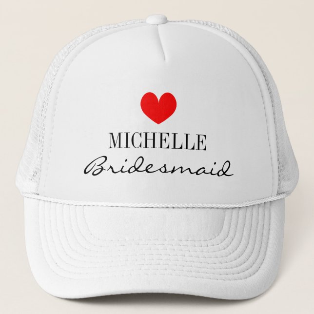 Personalised bridesmaid crew white trucker hats (Front)
