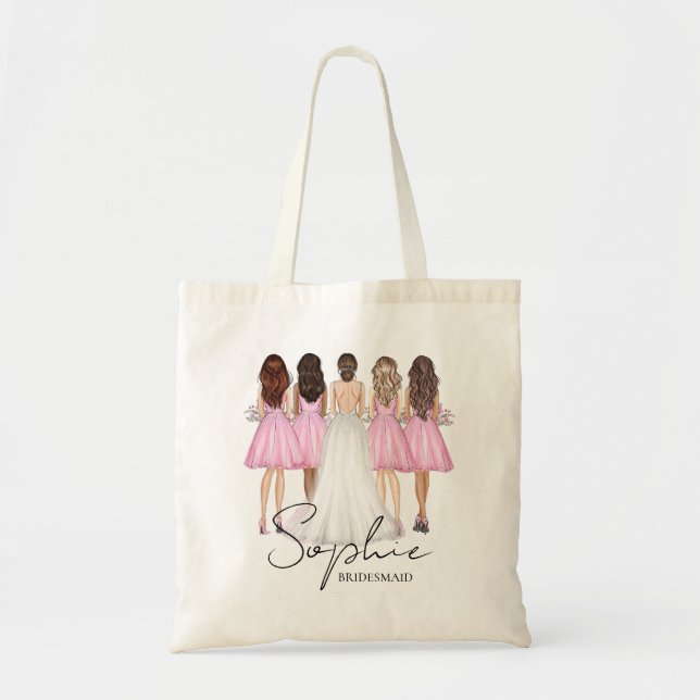 Personalised Bridesmaid Custom Name Gift Tote Bag (Front)