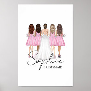 Personalised Bridesmaid Custom Name Wall Art Gift
