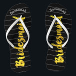 Personalised Bridesmaid Faux Gold or Any Colour Jandals<br><div class="desc">Faux Gold White and Black Stripes Pattern - Change to Any Colour by clicking customise. Personalised with your name or whatever and title or your text here. You can change the colour of the black ckgroundba! Match any event or make them your favourite colour with gold combination! bridesmaids, bachelorette party,...</div>